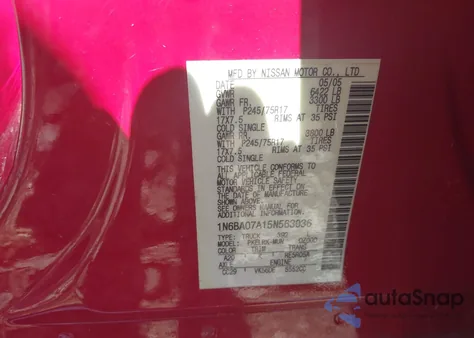 2005 Nissan Titan Xe from USA, damaged, VIN 1N6BA07A15N563036